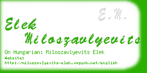 elek miloszavlyevits business card